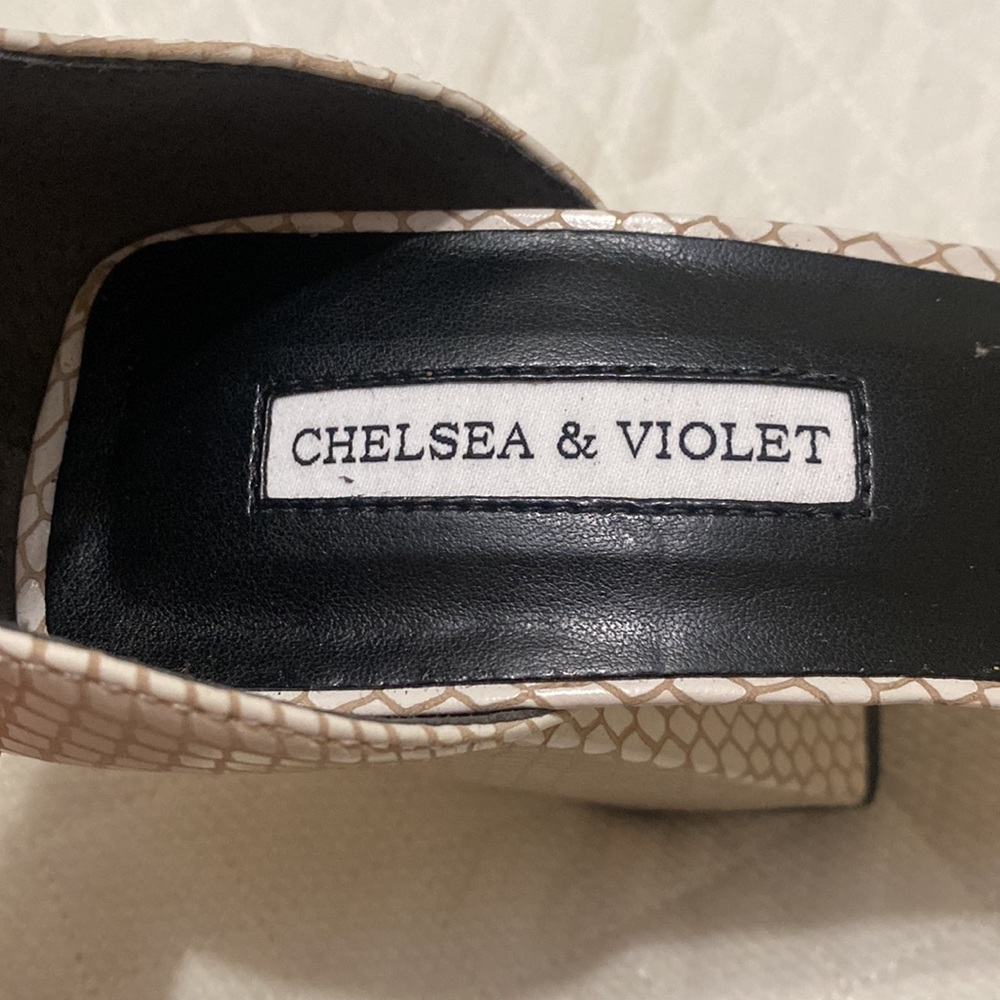 Chelsea & Violet 4inch Rattleskin cream heels - Picture 3 of 4